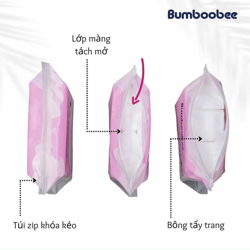 Bông tẩy trang 3 lớp 222  miếng Bumbobee 100% cottong