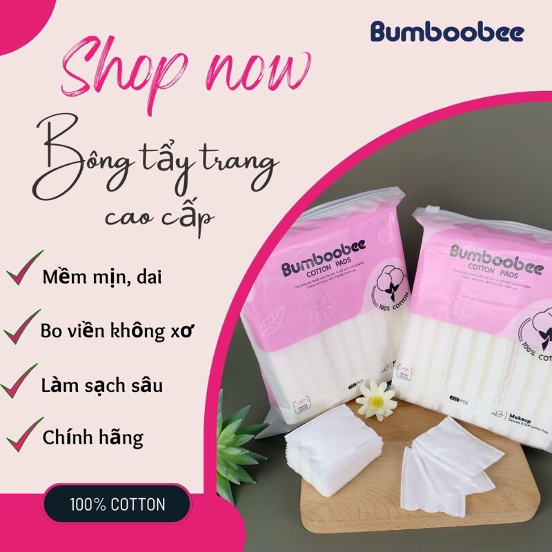 Bông tẩy trang 3 lớp 222  miếng Bumbobee 100% cottong