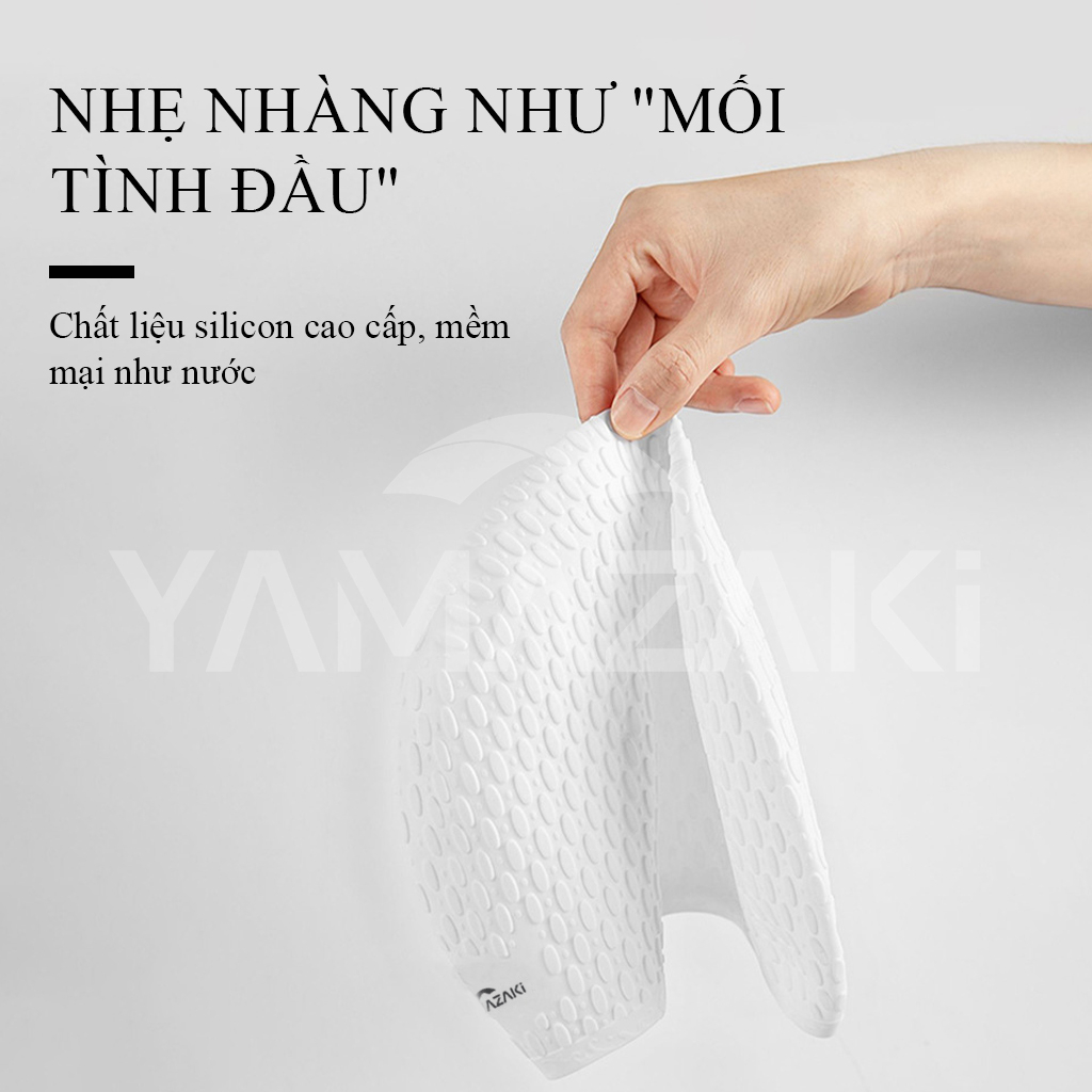 YAMAZAKI Mũ bơi người lớn 4 màu 100% mũ bơi chống nước ngăn ướt tóc trùm được búi tóc dài mũ bơi silicon