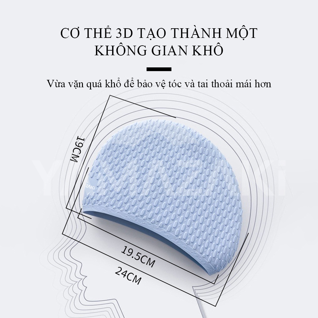 YAMAZAKI Mũ bơi người lớn 4 màu 100% mũ bơi chống nước ngăn ướt tóc trùm được búi tóc dài mũ bơi silicon