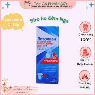 Siro ho tan đờm Lazolvan Nga 100ml mẫu con gấu vị mâm xôi dễ uống cho bé từ sơ sinh