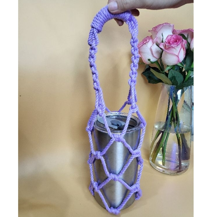 Túi đựng bình nước bình giữ nhiệt len sợi macrame
