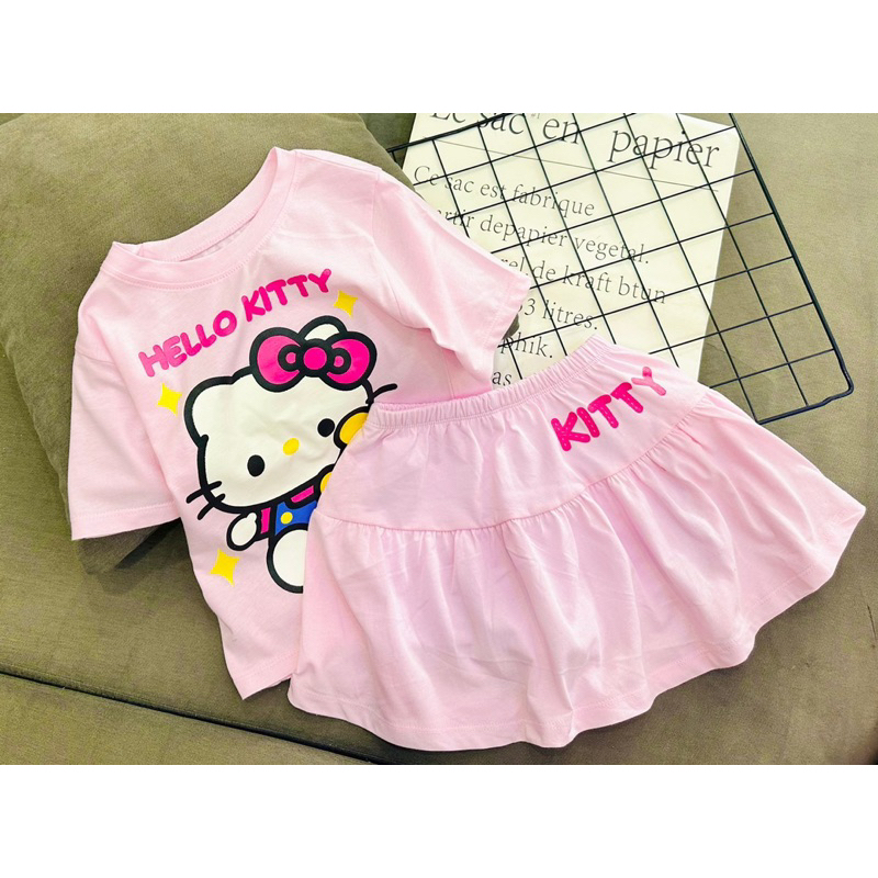 Sét váy cotton xuất mềm mịn có chip cho bé gái từ 12-30kg YR0076