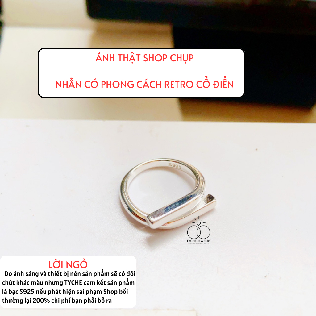 Nhẫn bạc Tyche Lock thiết kế đơn giản, phong cách Ritro thủ công dành cho cả nam và nữ TYCHE JEWELRY