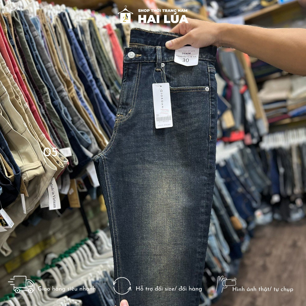 Quần jean dài nam VNXK, quần jean nam xuất dư Gior dan no, form dáng slimfit có size từ 55kg-85kg