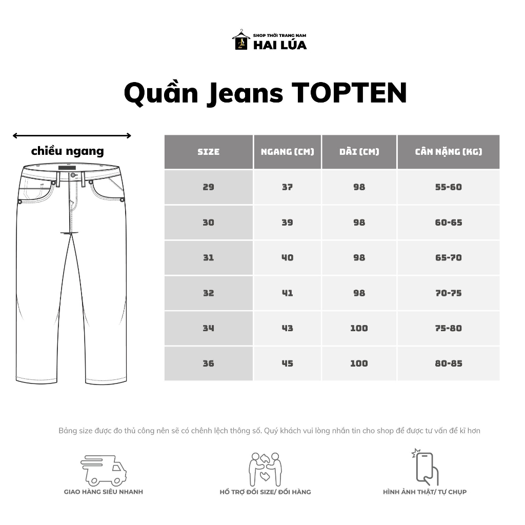 Quần jean dài nam top ten xuất dư Hàn Quốc có size từ 55kkg-85kg