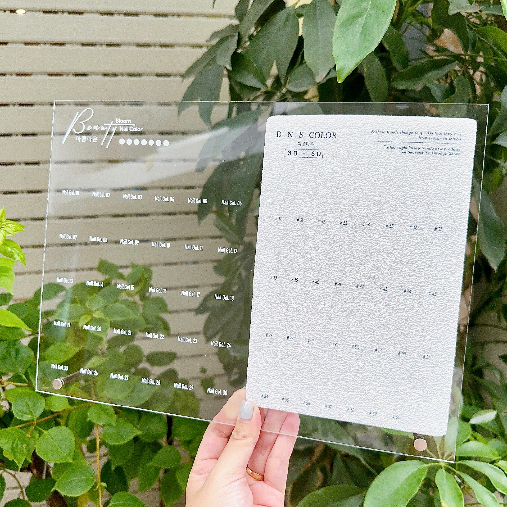 Bảng trưng bày móng mẫu, bảng mica 60 màu, tặng kèm móng