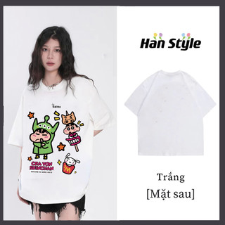 SUZZIN áo thun ngắn tay rời Áo thun nữ sê-ri phim hoạt hình Crayon Shinchan xu hướng graffiti in áo in hình nam và nữ Y0377