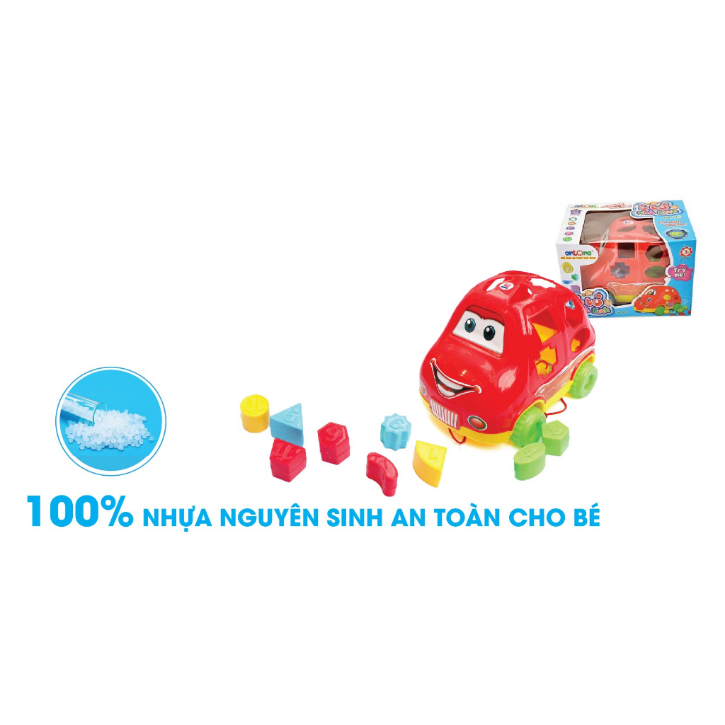 Ô tô kéo thả hình khối Antona vui nhộn màu ngẫu nhiên vàng/đỏ