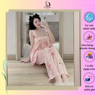 Bộ lụa cánh tiên Lụa Mango loại 1 mẫu mới quần dài free size dưới 60kg