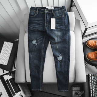 Quần jean nam thêu gối siêu đẹp màu bụi chất bò cao cấp ôm côn co giãn