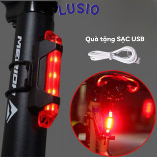 Đèn hậu xe đạp chống nước 5 bóng Led nhiều chế độ sáng an toàn Tặng kèm sạc USB Full Hộp