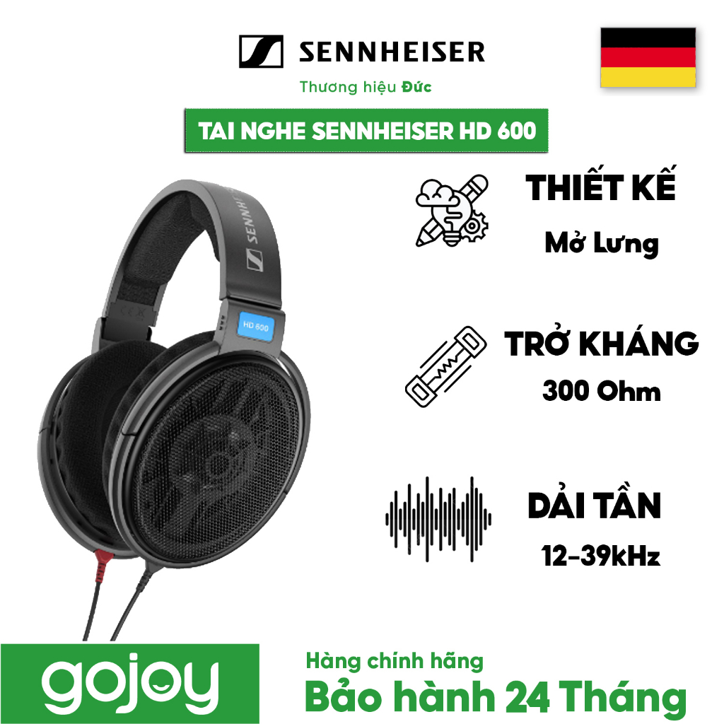 Tai nghe chụp tai open-back Sennheiser HD 600 có dây - GOJOY VN Phân Phối Bảo Hành 2 Năm