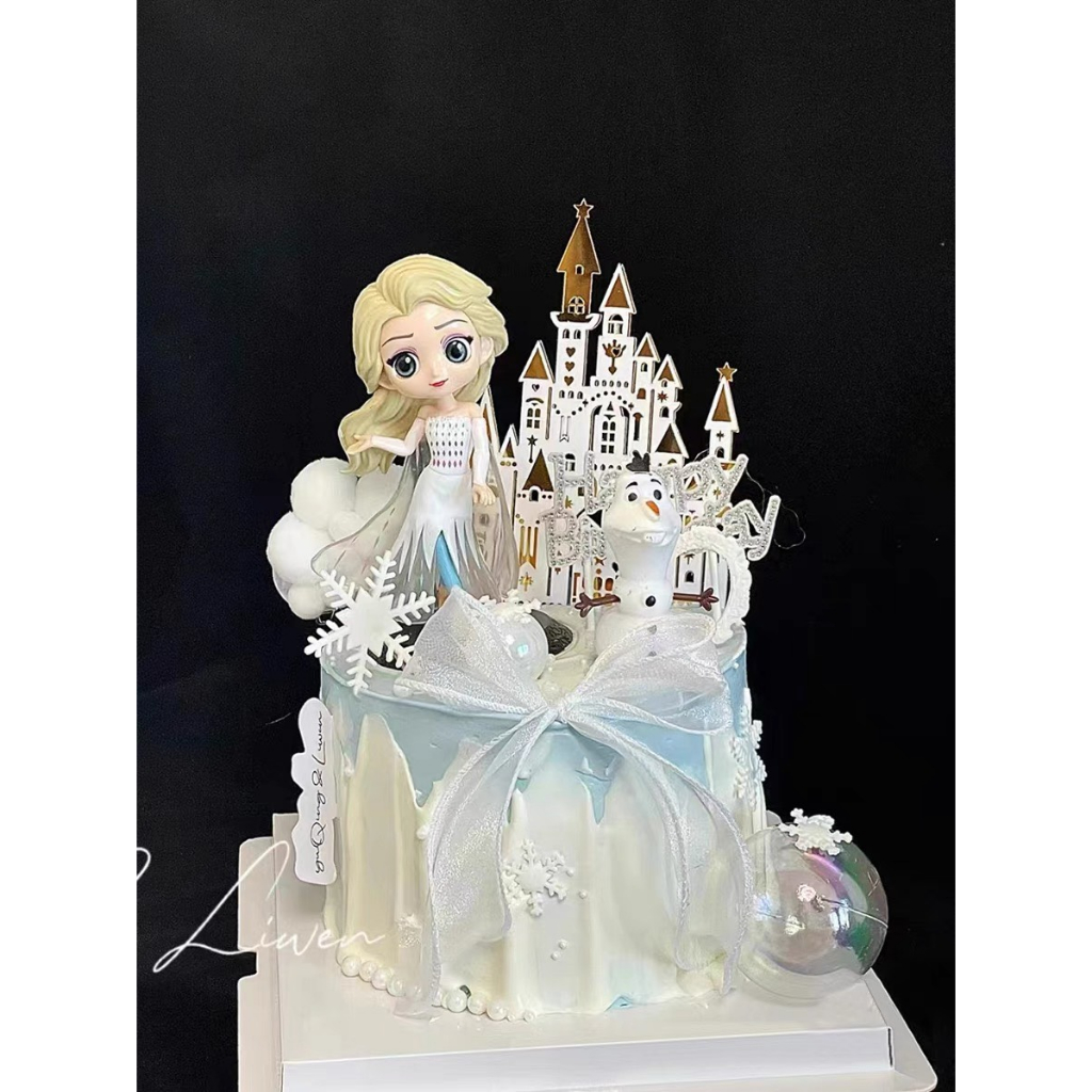 - Công chúa Elsa váy trắng- Trang trí bánh sinh nhật bánh kem