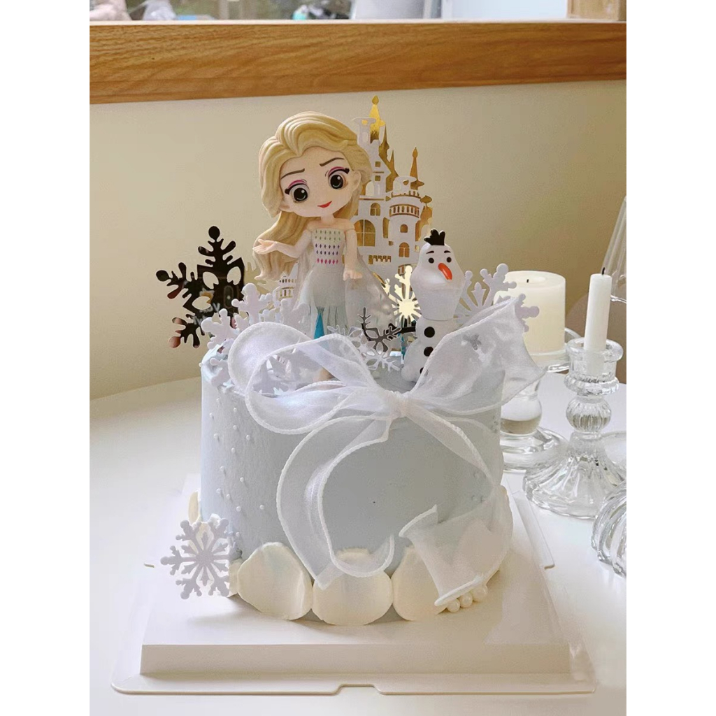 - Công chúa Elsa váy trắng- Trang trí bánh sinh nhật bánh kem