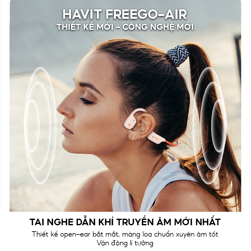 Tai Nghe Dẫn Khí Truyền Âm HAVIT FreeGo Air, Thiết Kế Open-Ear, BT 5.3, Driver 16.2mm, Nghe Đến 12H - Hàng Chính Hãng