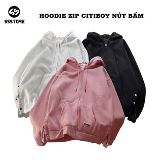 Áo Hoodie Zip CITIBOY Nút Bấm Form Rộng 3 Màu Unisex_SSSTore