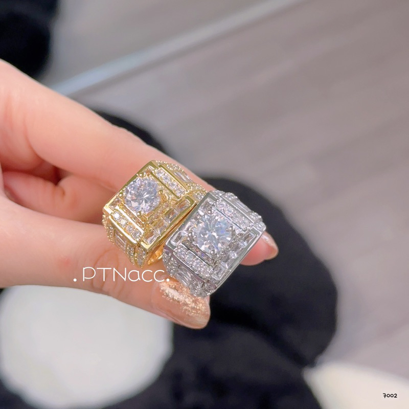 Nhẫn nam xi bạch kim, xi mạ vàng đính soàn cao cấp, nhẫn nam đính đá zircon siêu sáng . PTNACC