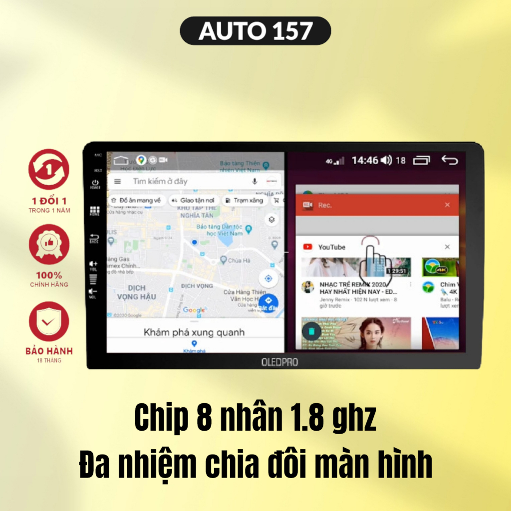 Màn Hình DVD Android Ô Tô OLEDPRO A1s Tích Hợp Camera 360 9 inch Ram 2-32 Chip 8 Nhân . Lắp Xe Ô Tô, Bh 18 Tháng