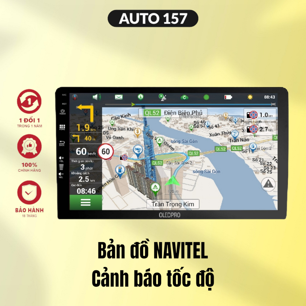 Màn Hình DVD Android Ô Tô OLEDPRO A1s Tích Hợp Camera 360 9 inch Ram 2-32 Chip 8 Nhân . Lắp Xe Ô Tô, Bh 18 Tháng