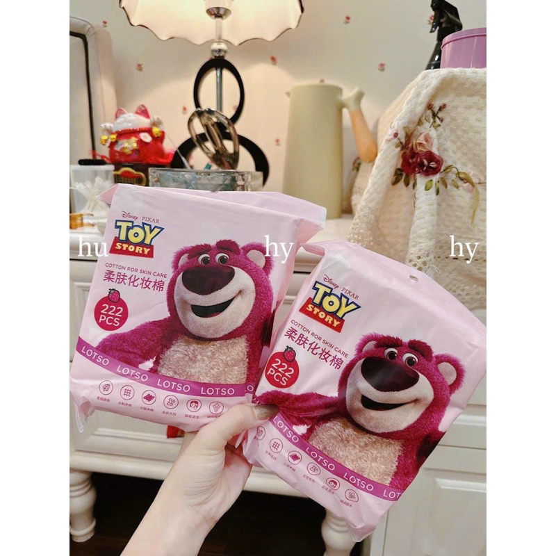 COMBO 2 BỊCH BÔNG TẨY TRANG GẤU DÂU HỒNG