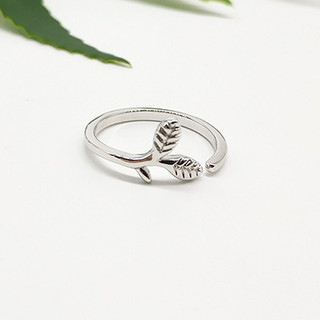 Nhẫn nữ mầm cây xi mạ bạc trắng dễ thương đơn giản style hàn quốc - namimi