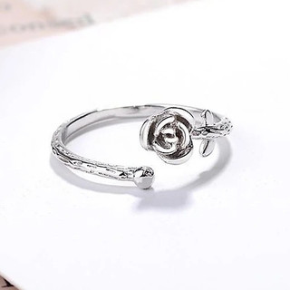 Nhẫn đính hoa hồng dễ thương mạ bạc trắng sáng style hàn quốc