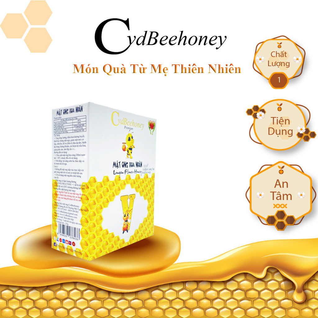Hộp Mật Ong Hoa Hoa Nhãn Nguyên Chất, Tăng Cường Đề Kháng, Làm Đẹp CvdBeehoney 12x10g