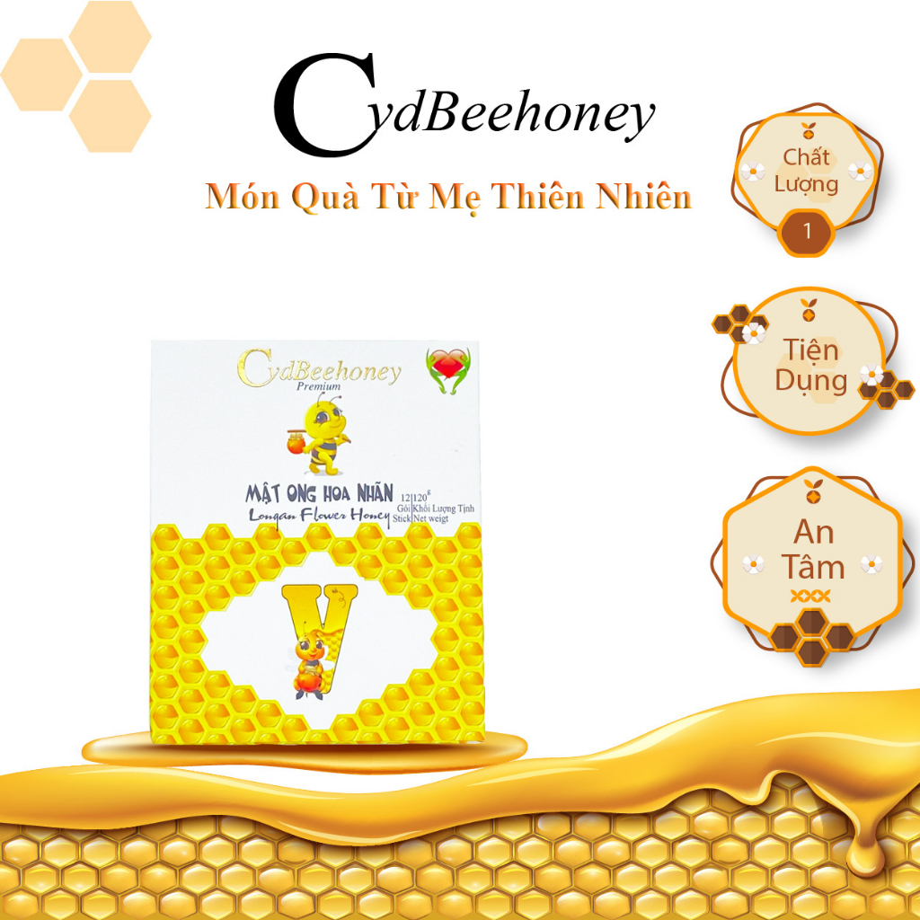 Hộp Mật Ong Hoa Hoa Nhãn Nguyên Chất, Tăng Cường Đề Kháng, Làm Đẹp CvdBeehoney 12x10g