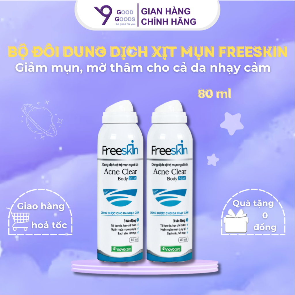[CHÍNH HÃNG] BỘ ĐÔI DUNG DỊCH XỊT MỤN LƯNG NGỰC FREESKIN NOVOCARE