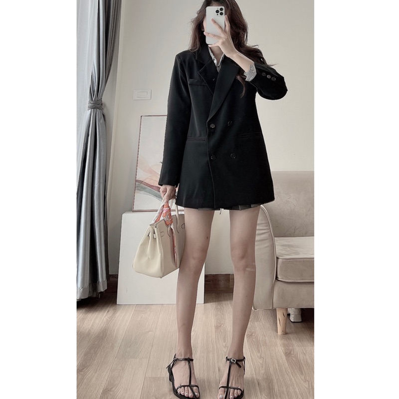 Áo blazer nữ áo vest 2 lớp chuẩn form 4 khuy cho nàng từ m58 trở lên form rộng