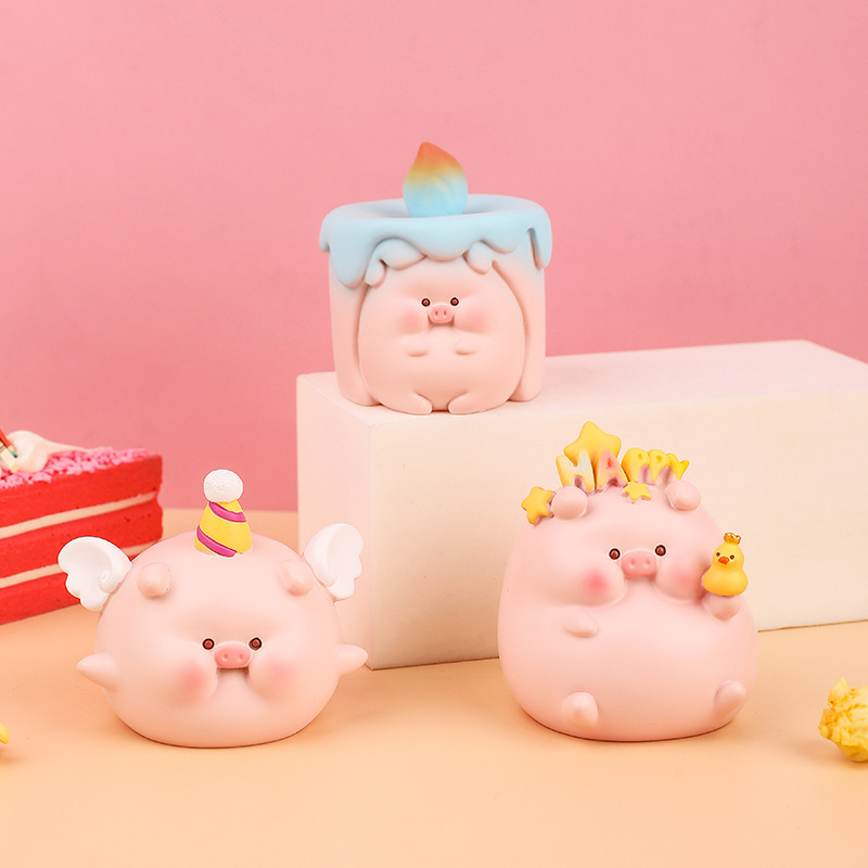 Hộp ngạc nhiên mù blind box mô hình nhân vật lợn heo Lulu sinh nhật mập ú