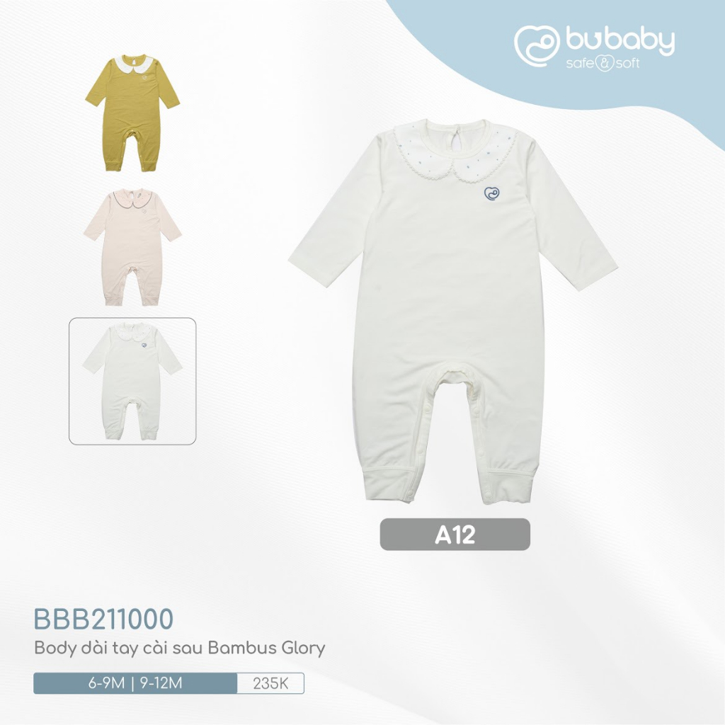 Bu baby - Bộ body dài tay cài sau Bambus Glory BBB211000 - Không tất