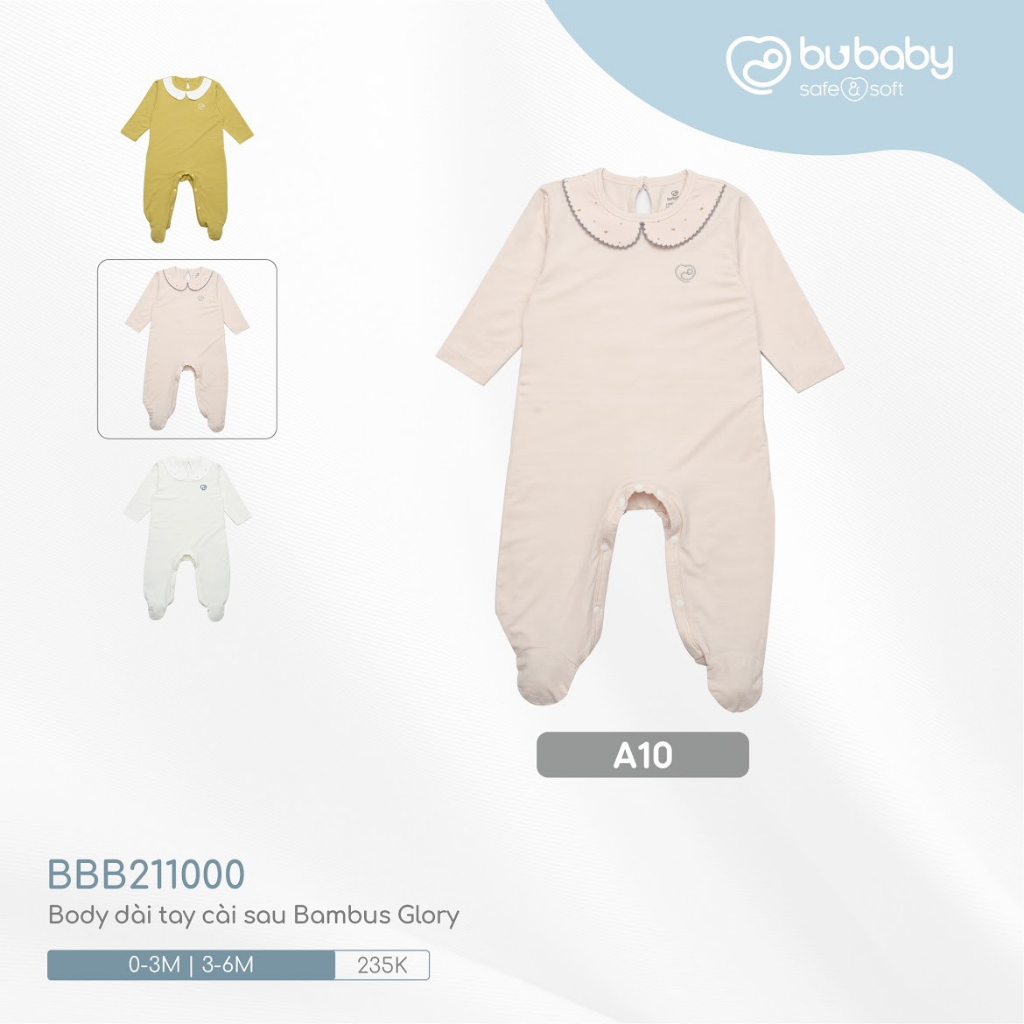 Bu baby - Bộ body dài tay cài sau Bambus Glory BBB211000 - Liền tất