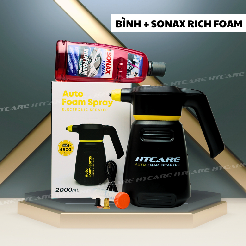 Bình Xịt Bọt Tuyết dùng PIN Cao Cấp, TỰ ĐỘNG dành cho Ô Tô & Xe Máy rửa xe tại Nhà