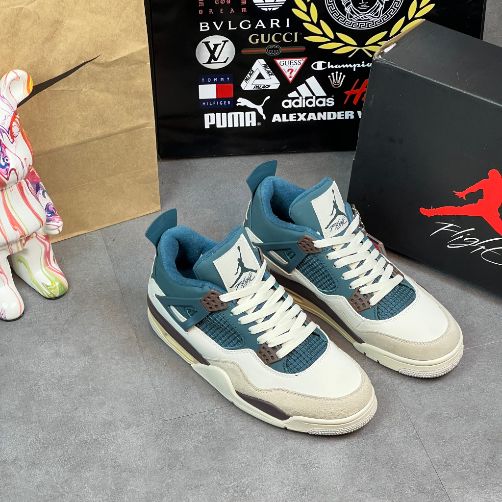 Giày Thể Thao Jd4 Snorlax Custom Jordan 4 Phối Màu Xanh Dương Trắng Sữa