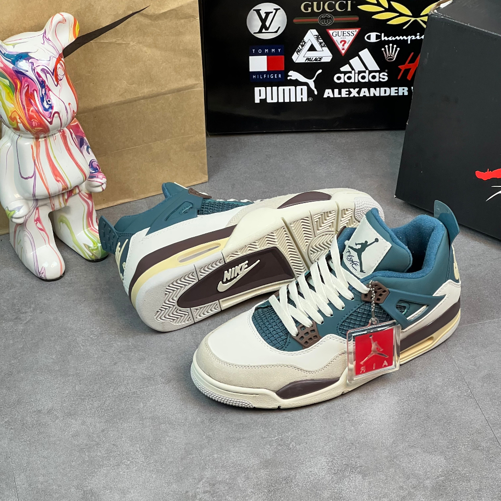 Giày Thể Thao Jd4 Snorlax Custom Jordan 4 Phối Màu Xanh Dương Trắng Sữa