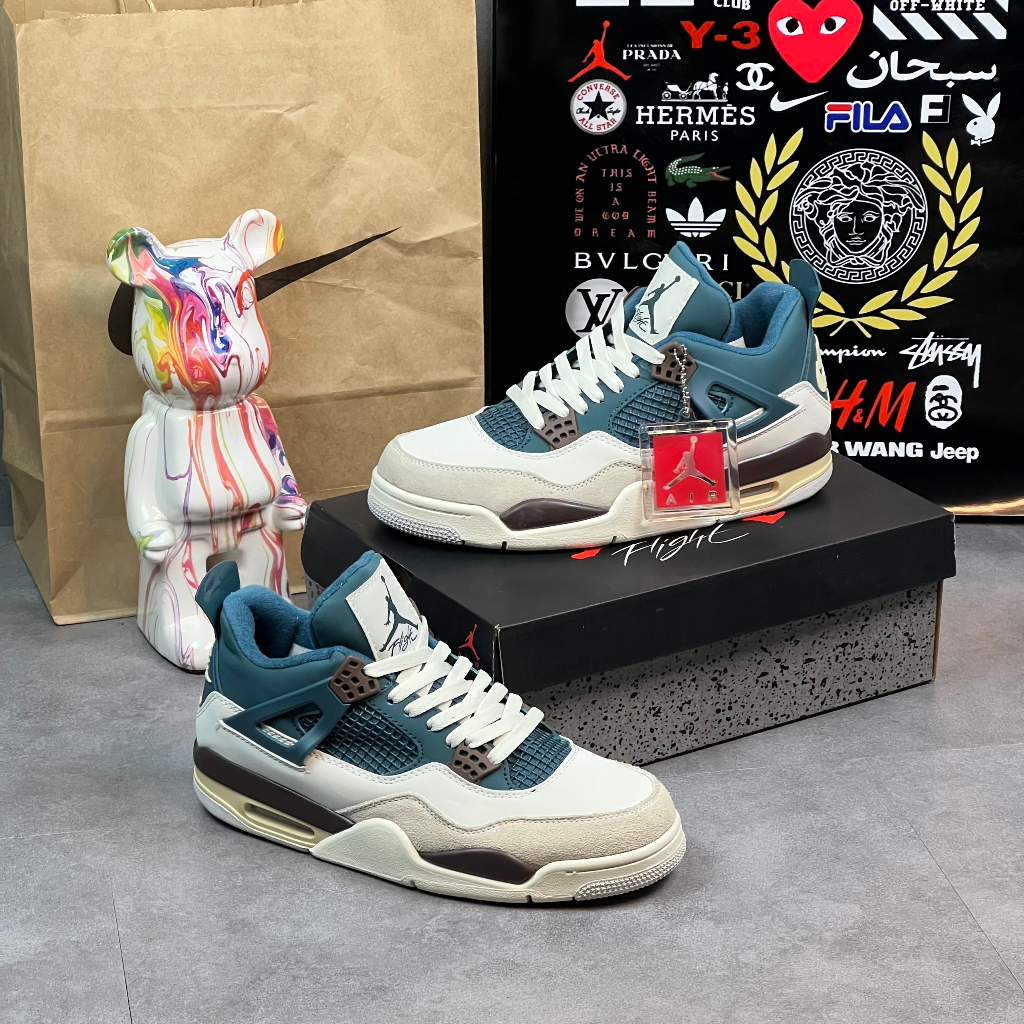 Giày Thể Thao Jd4 Snorlax Custom Jordan 4 Phối Màu Xanh Dương Trắng Sữa