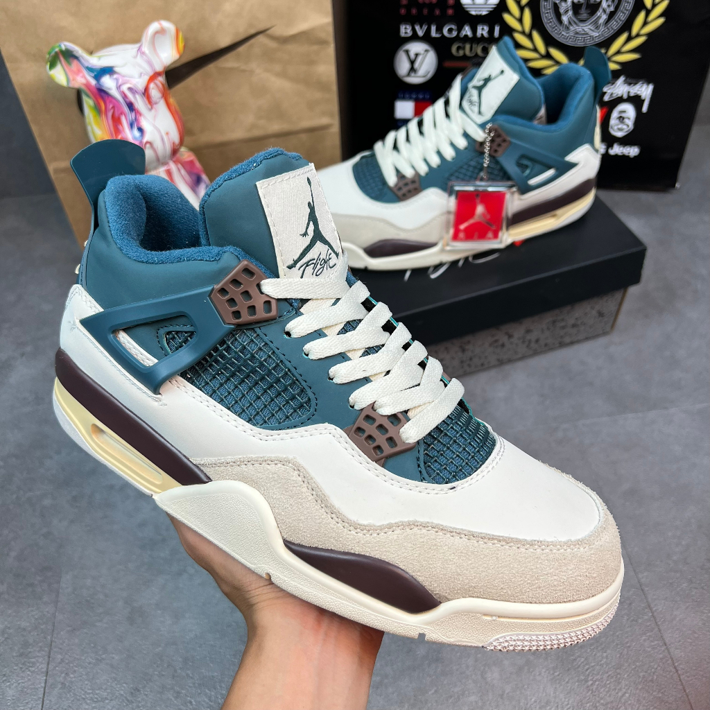Giày Thể Thao Jd4 Snorlax Custom Jordan 4 Phối Màu Xanh Dương Trắng Sữa
