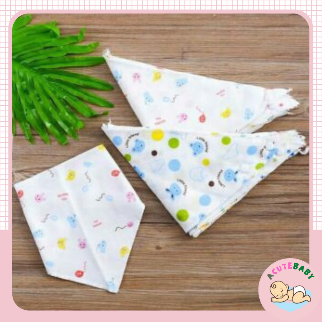 Khăn Yếm Tam Giác Cotton 2 Lớp Cúc Bấm