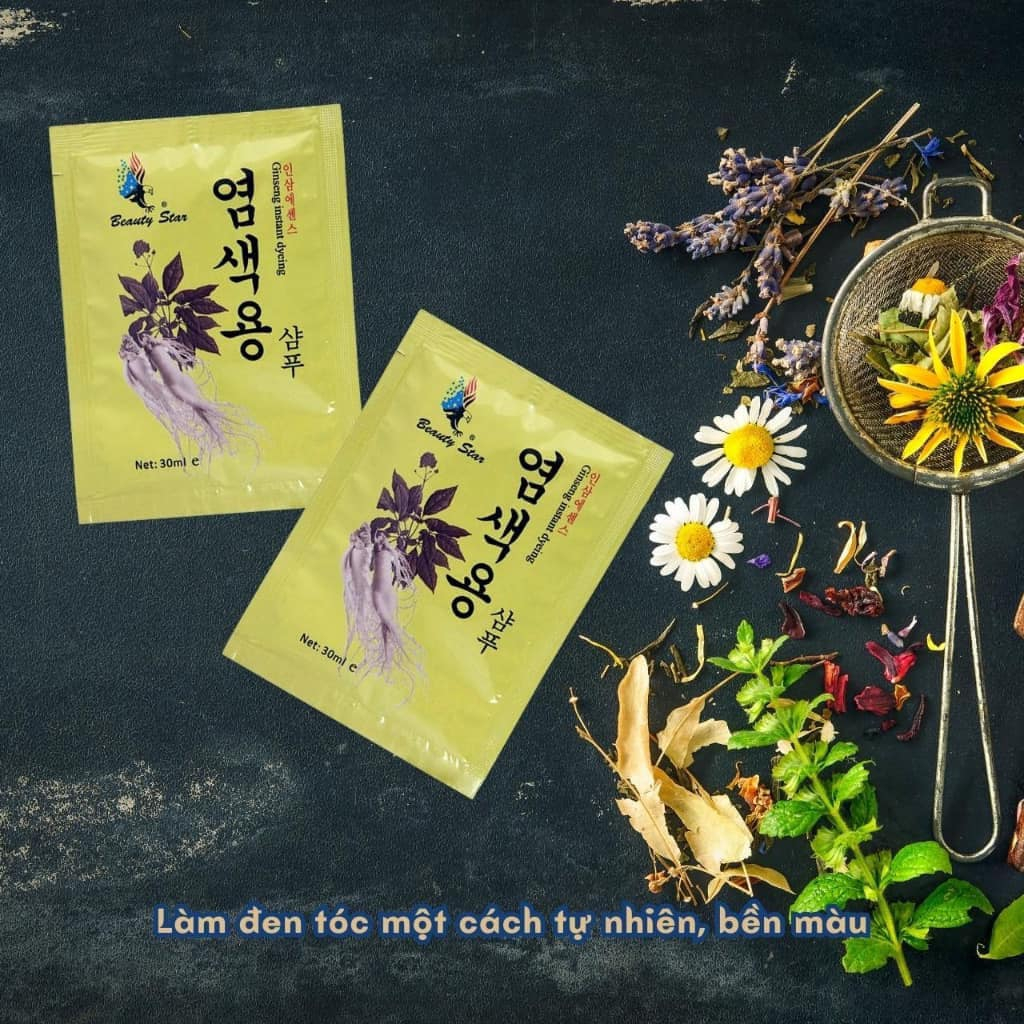 HỘP 2 GÓI GỘI ĐEN NHÂN SÂM HÀN QUỐC BEAUTY STAR