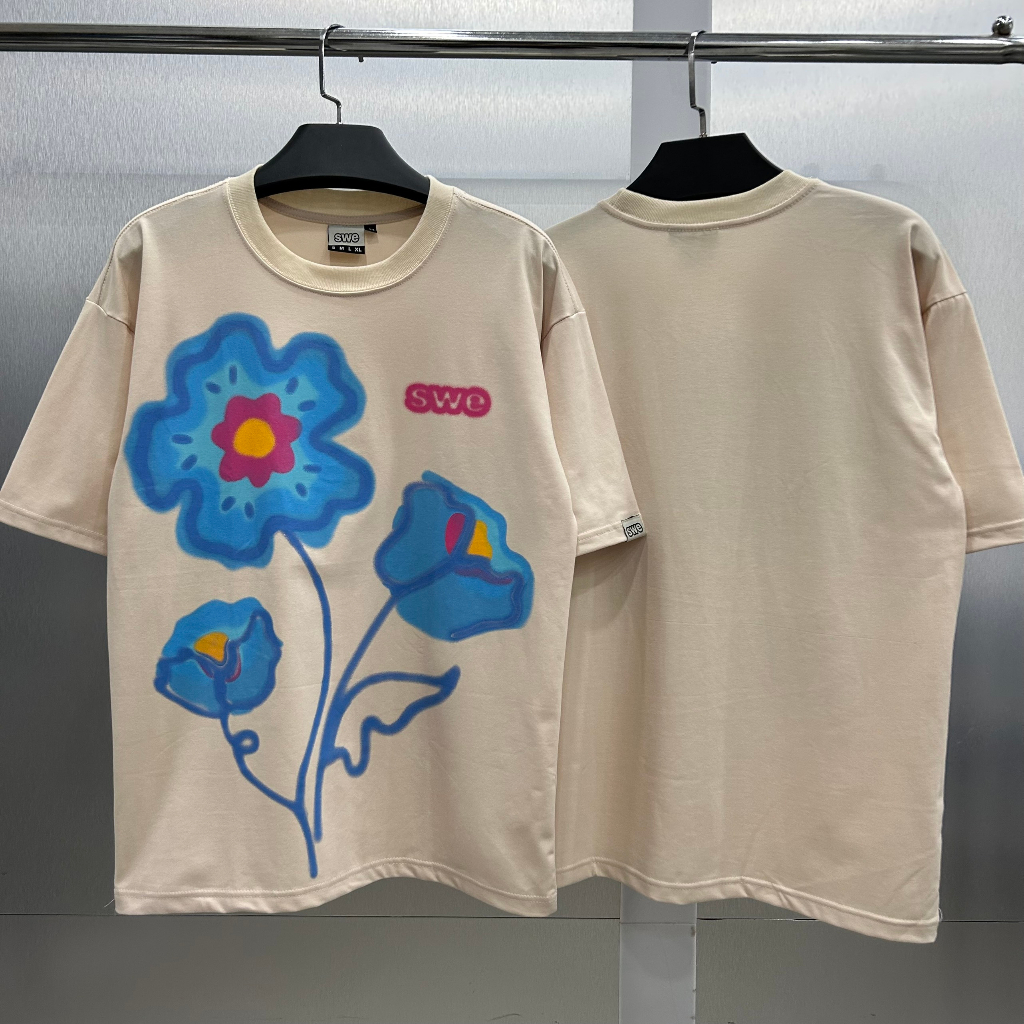 Áo thun swe FLOWER TEE áo thun nam nữ tay lỡ chất cotton cao cấp KunShop Unisex.