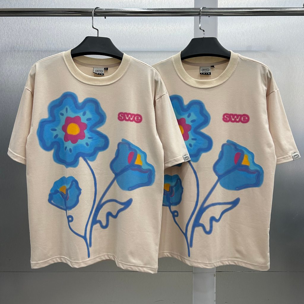 Áo thun swe FLOWER TEE áo thun nam nữ tay lỡ chất cotton cao cấp KunShop Unisex.