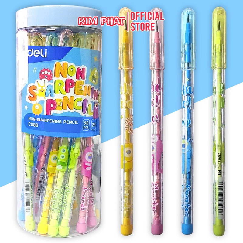 Hộp 20 bút chì khúc sịn 2B C086 Deli Monster Friends