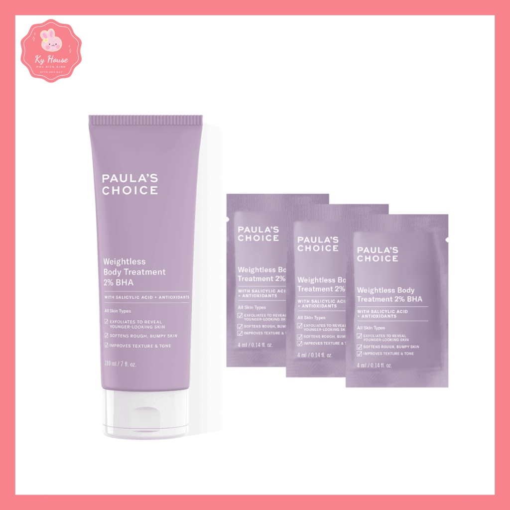 Kem dưỡng thể ngừa viêm lỗ chân lông chứa 2% BHA Paula's Choice Weightless Body Treatment 2% BHA 4ml