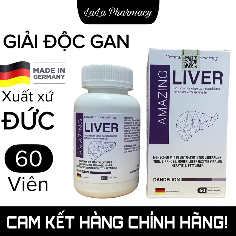 Viên uống giải độc gan AMAZING LIVER nhập khẩu CHLB Đức - hỗ trợ điều trị men gan cao - gan nhiễm mỡ lọ 60 viên