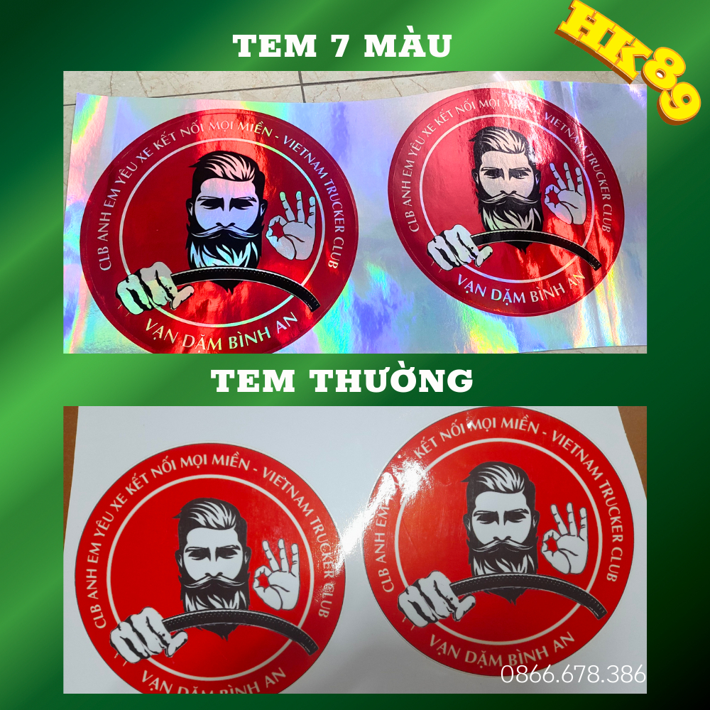 Tem xe tải Câu Lạc Bộ Yêu Xe - Decal 3 lớp phản quang 7 màu