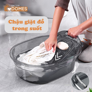 Chậu giặt quần áo, giặt đồ lót trong suốt kèm miếng chà đồ thông minh thiết kế móc treo gọn gàng