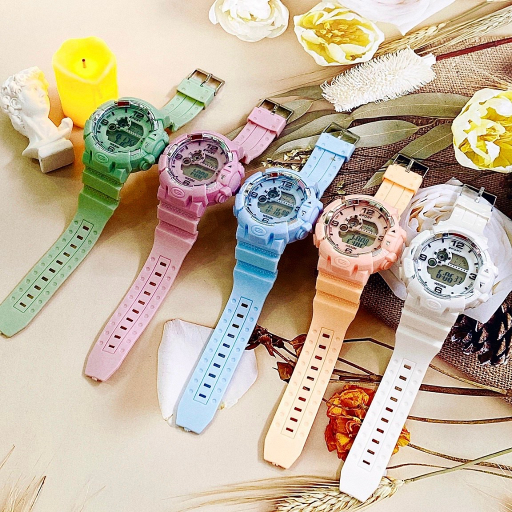 Đồng Hồ Điện Tử JAPAN WATCH Kiểu Dáng Unisex Thể Thao Mặt Tròn Chống Thấm Nước Nhiều Màu