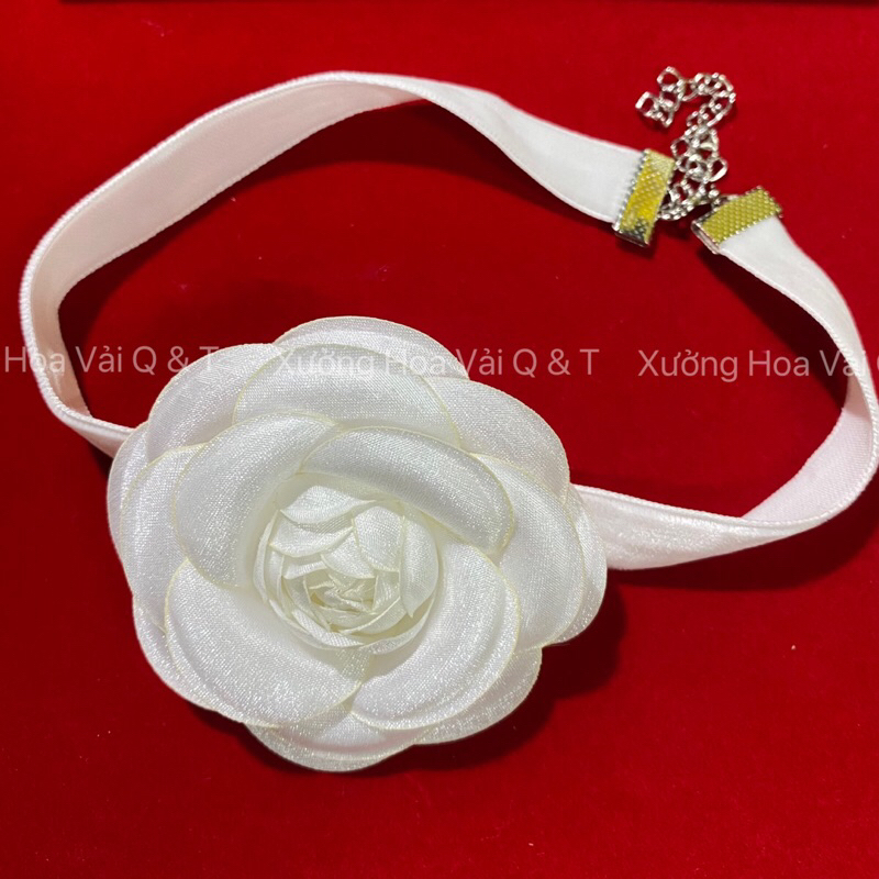 🌸Vòng Choker Dây Nhung Phối Bông Hồng Trắng Đen🌸